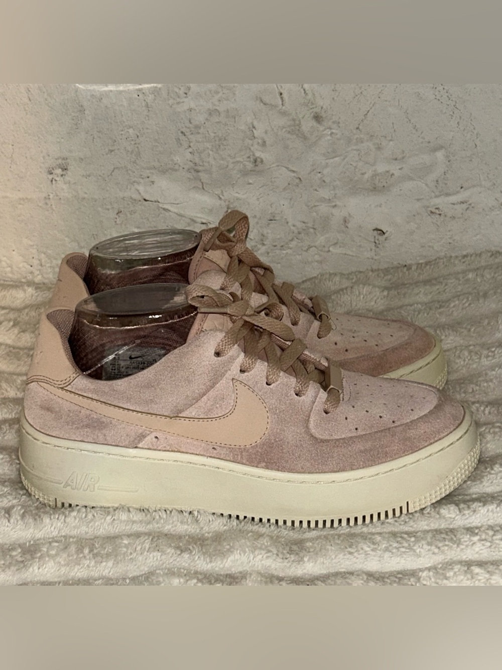 Pink Suede Nike Air Force 1 Sage Low LX Platform Sneakers